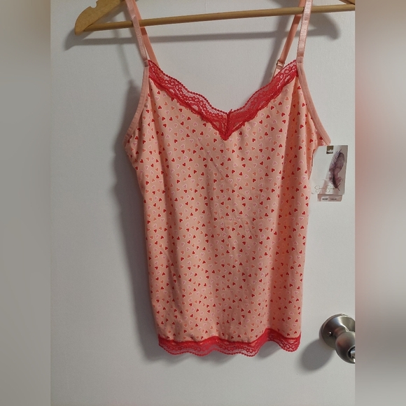 Jessica Simpson Other - Jessica Simpson Pink Heart Camisole with Red Lace